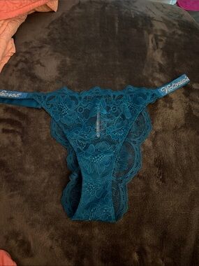Victoria's Secret Teal Floral Lace Thong